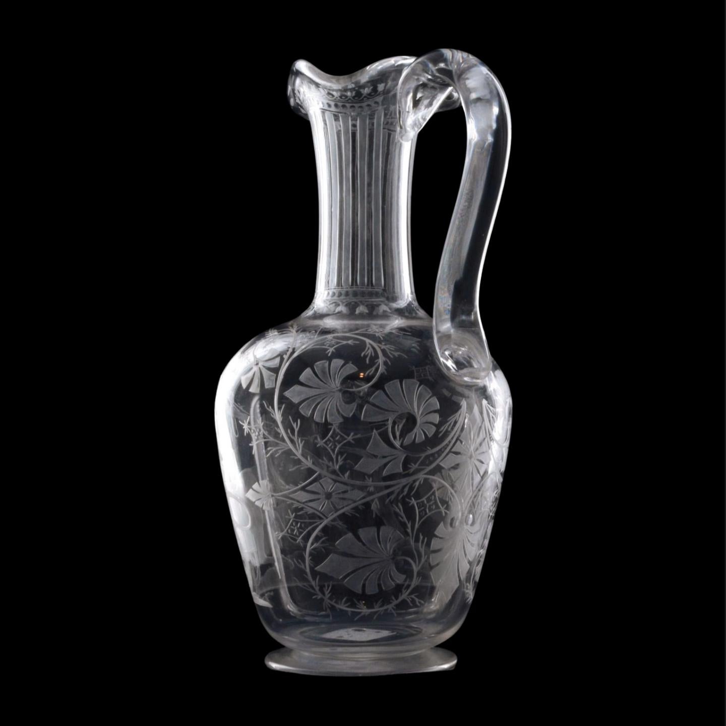 Blown Glass Wheel-Cut glass Claret Jug, Stourbridge, C1850 For Sale