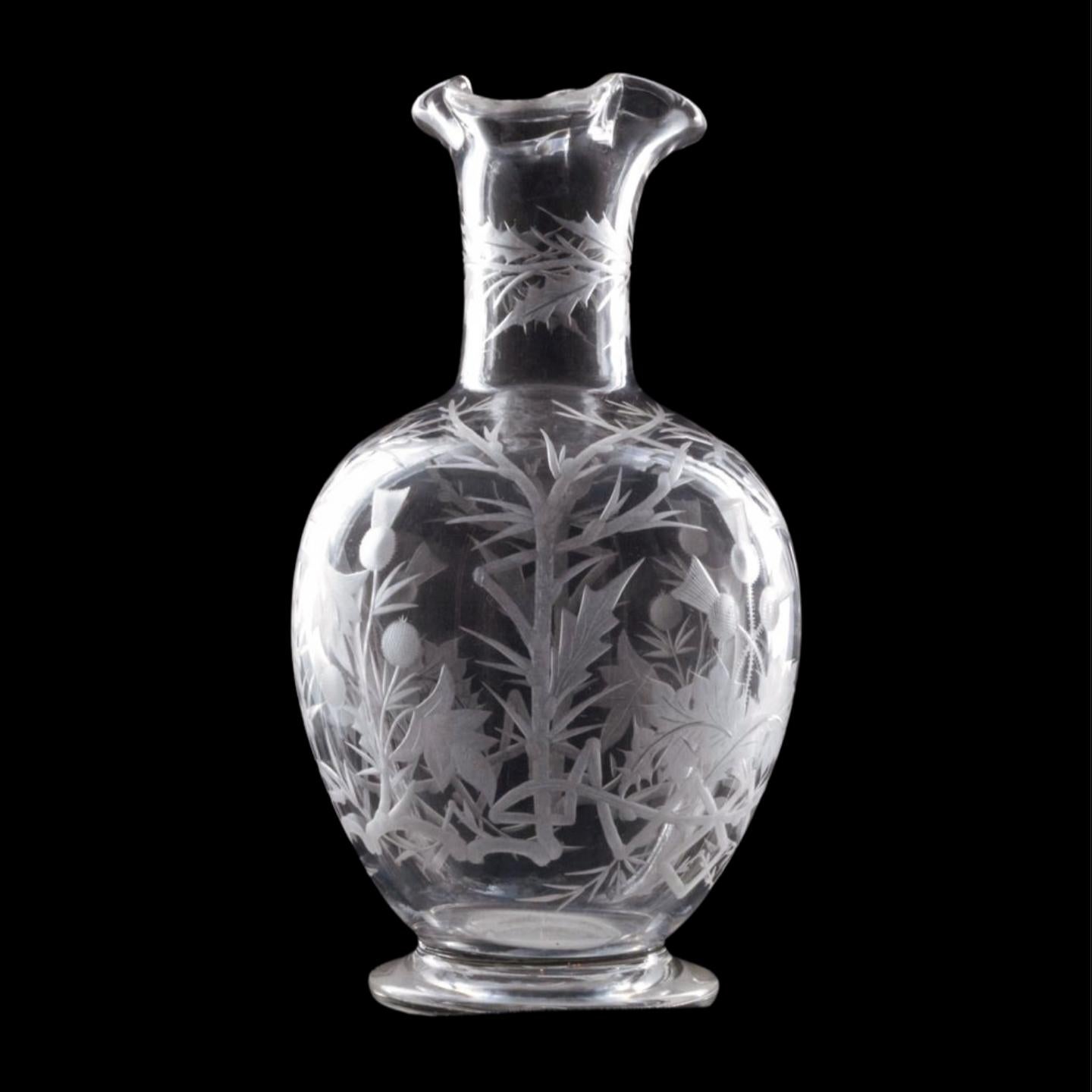 Neoclassical Revival Wheel-Cut glass whisky carafe, Stourbridge, C1860 For Sale