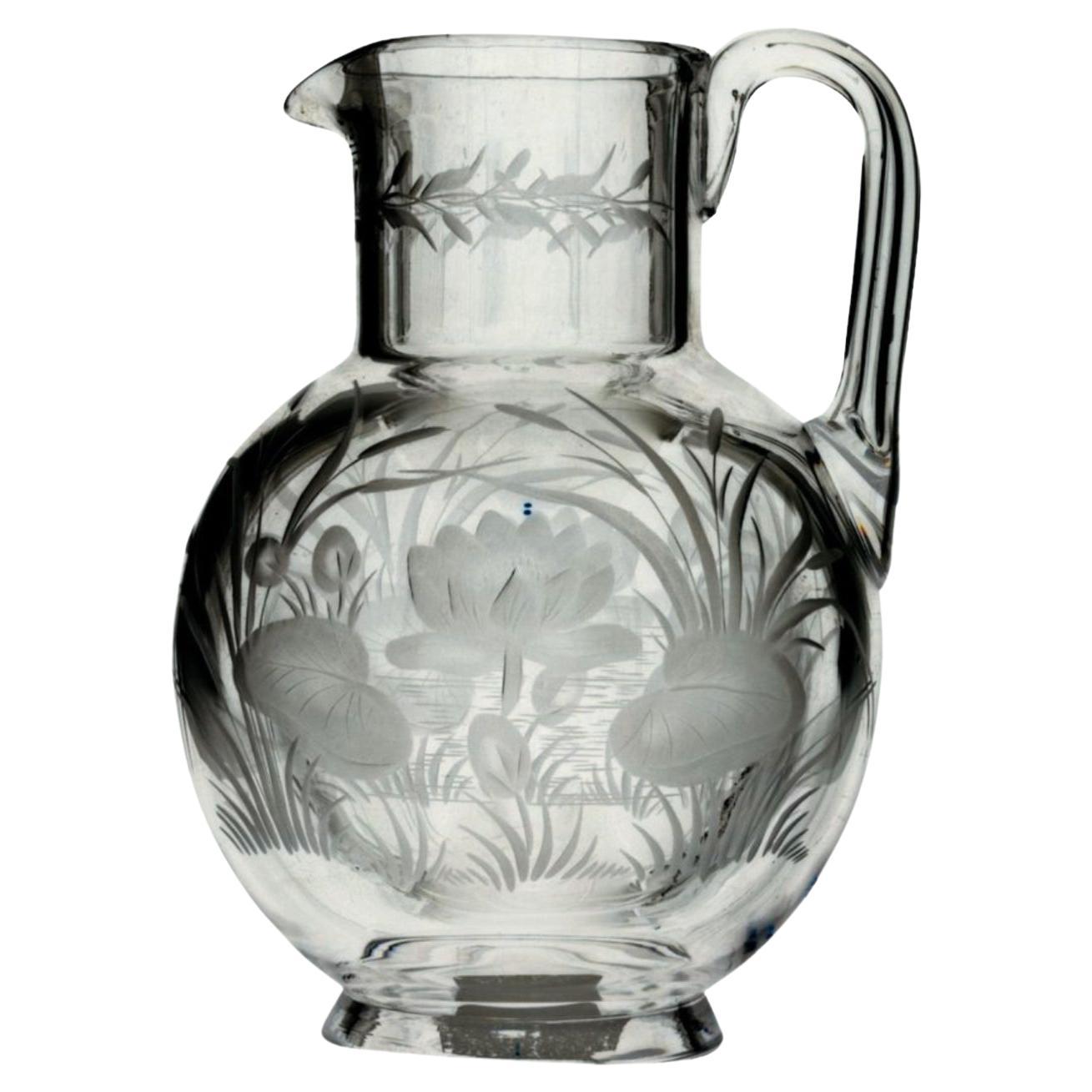 Wheel-Cut water jug, Stourbridge, C1870 For Sale