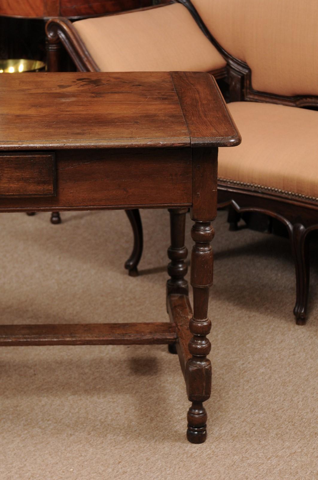 19th Century English Oak Turned Leg Writing Table 6
