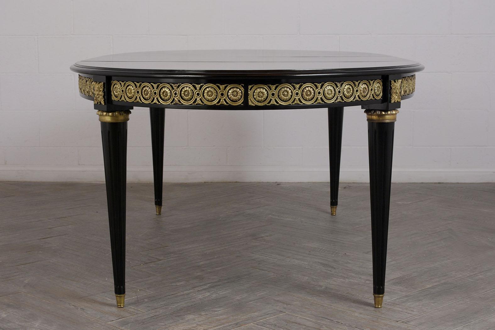 Extension French Ebonized Louis XVI Style Oval Dining Room Table 4