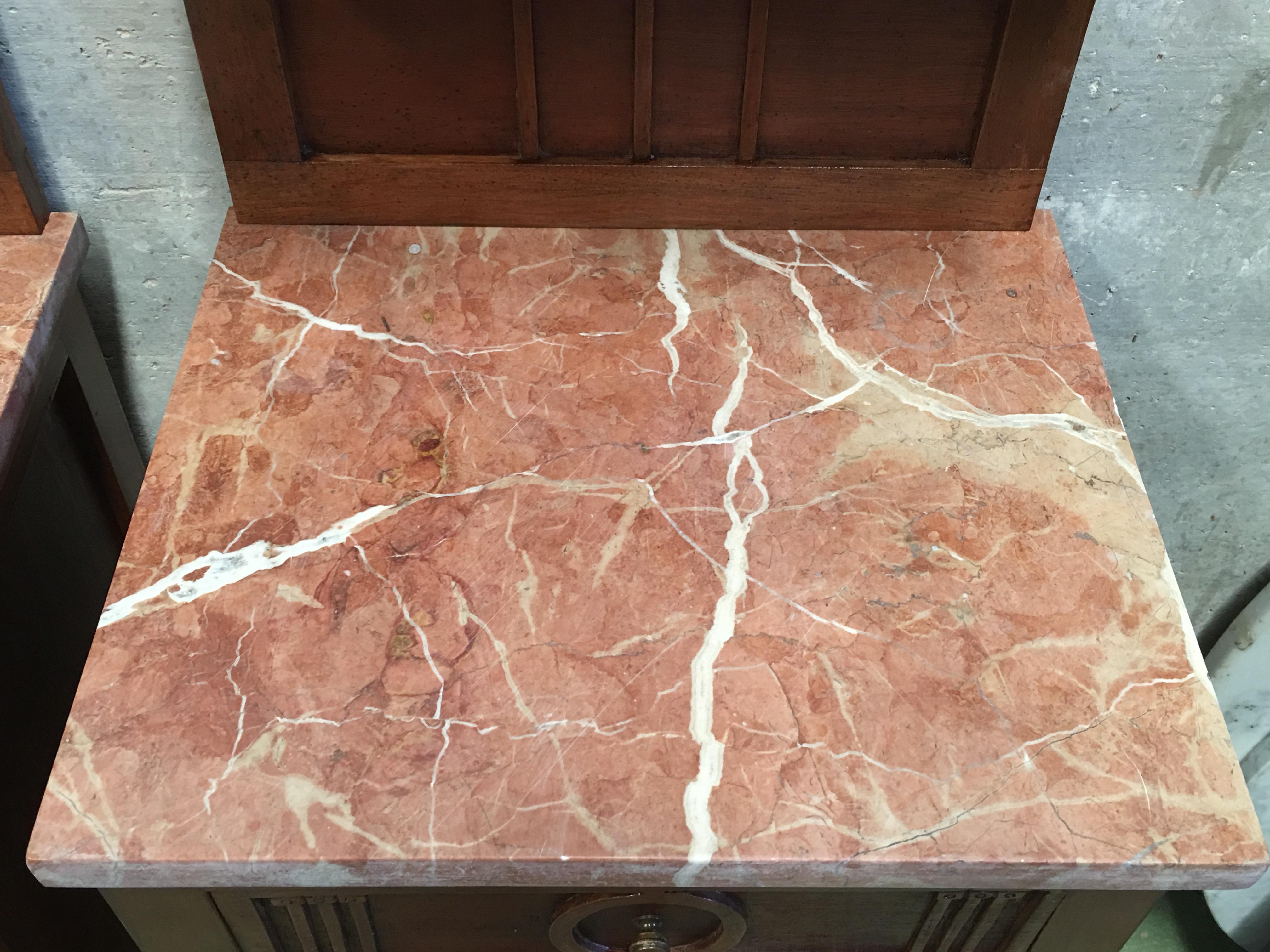 1900s, Art Nouveau Pair of Nightstands in Mahogany Top in Marble 5