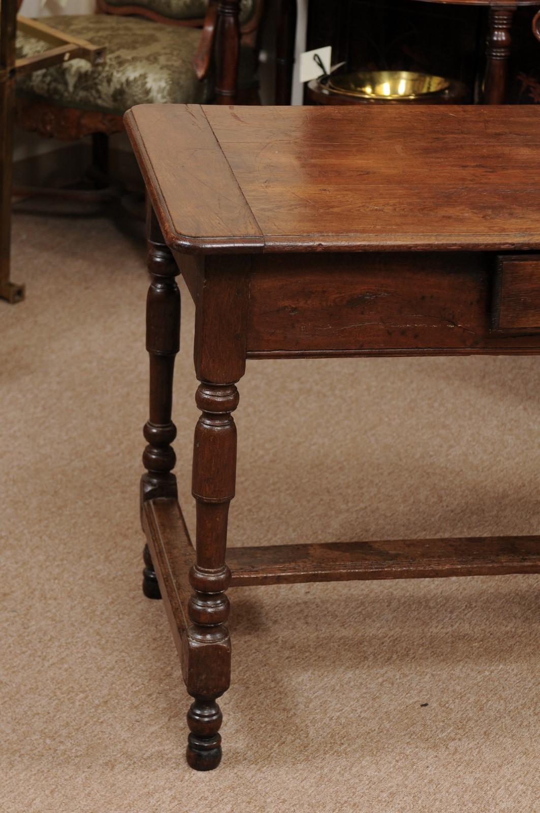 19th Century English Oak Turned Leg Writing Table 7