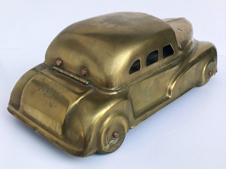Betel Motor Car Art Deco Brass Box, Collectible Toy, Children's Paint