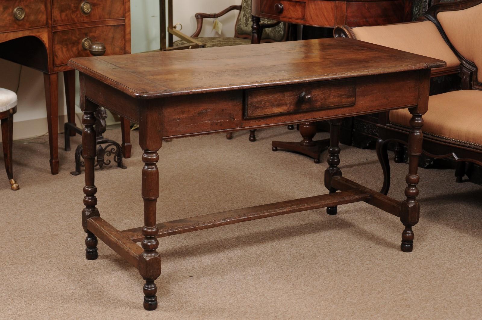 19th Century English Oak Turned Leg Writing Table 8