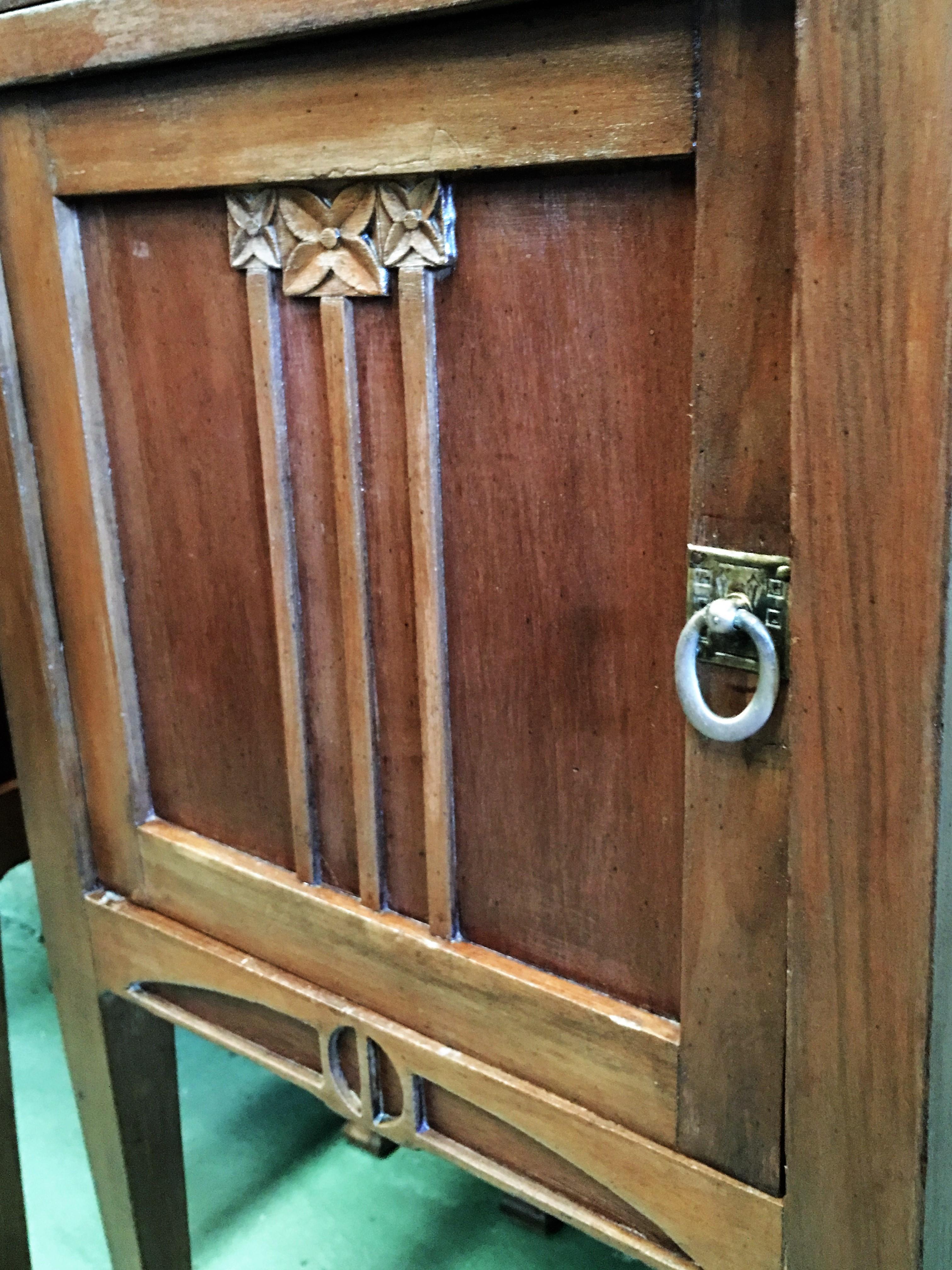 1900s, Art Nouveau Pair of Nightstands in Mahogany Top in Marble 7