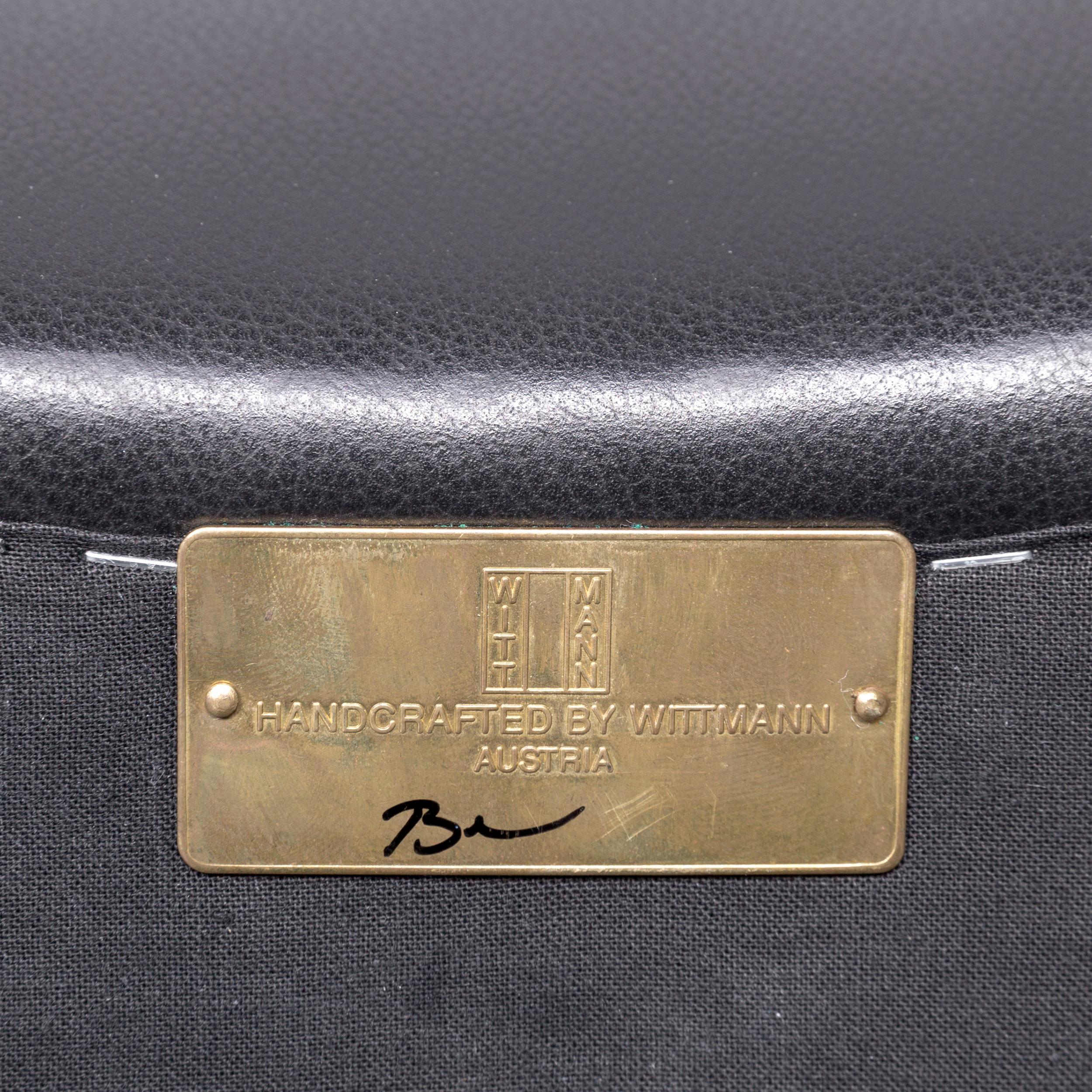 Wittmann Duke Designer Leather Sofa Armchair Set Black Two-Seat Couch 10