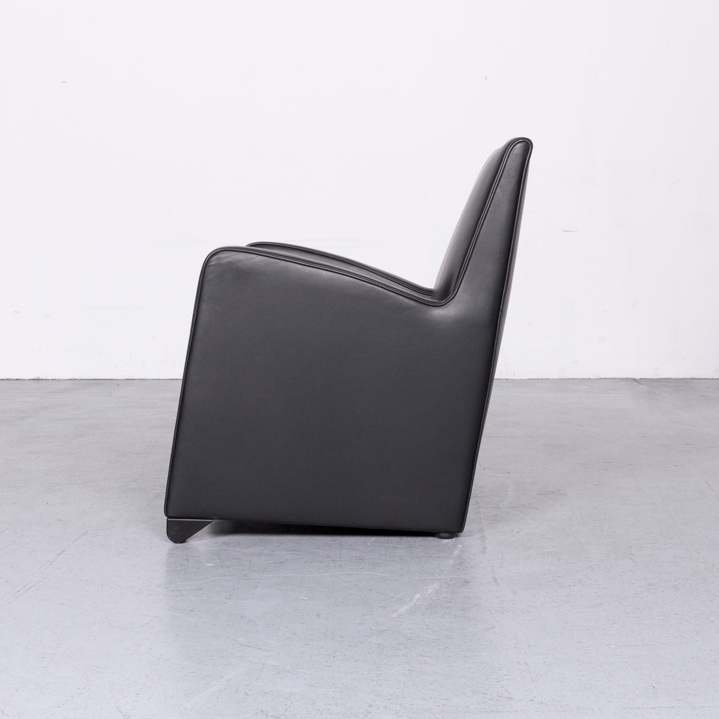 Wittmann Duke Designer Leather Sofa Armchair Set Black Two-Seat Couch 13
