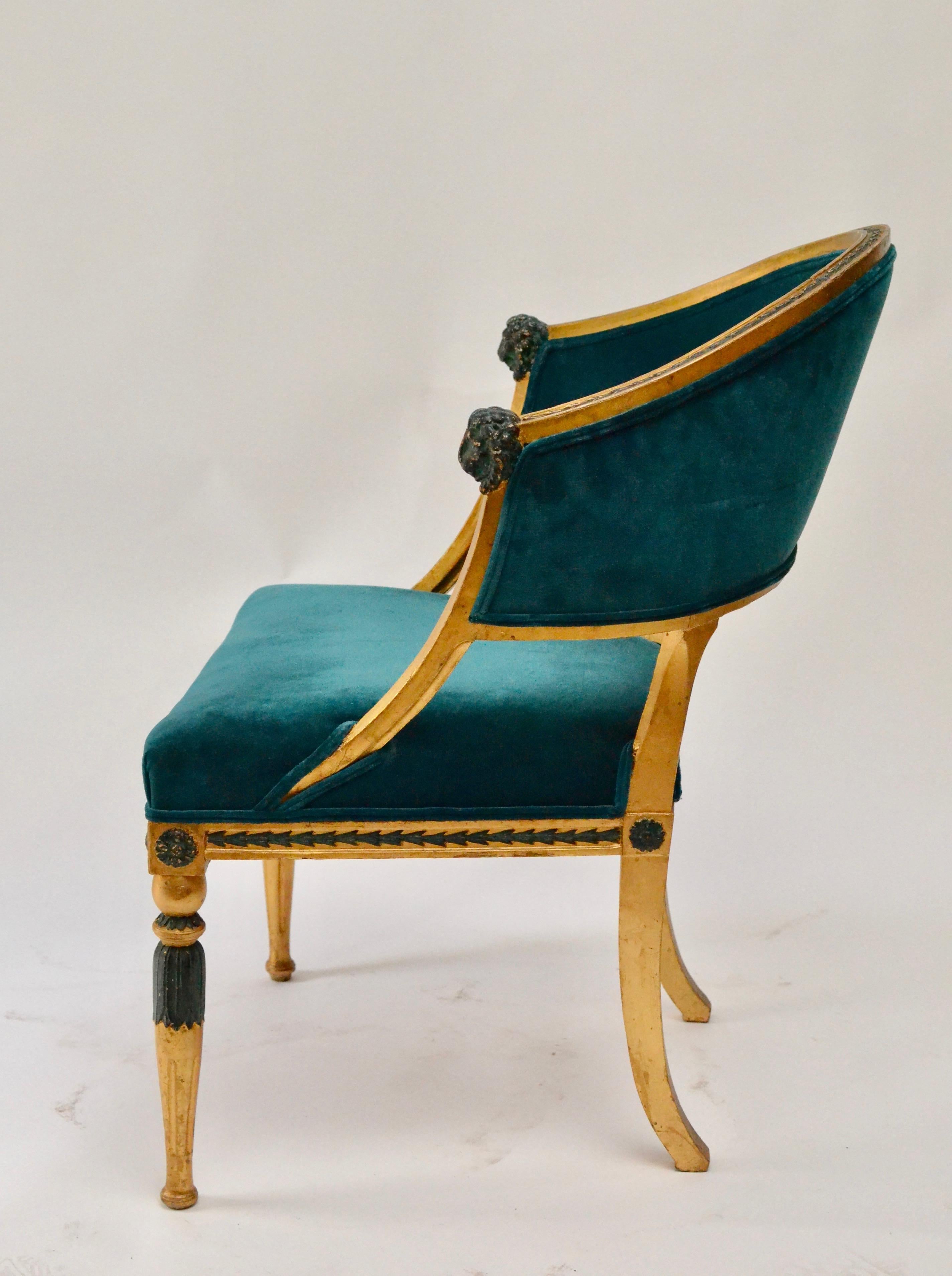 Fauteuil en bois doré de style gustavien suédois, dit 