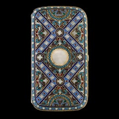 Antique Imperial Russian Solid Silver and Enamel Cigarette Case, circa 1890