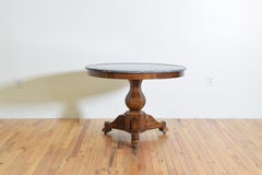 French Restauration Period Walnut and Marble-Top Gueridon, circa 1830