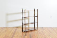 French Louis Philippe Period Turned Walnut and Brass Hanging Etagere, circa 1840