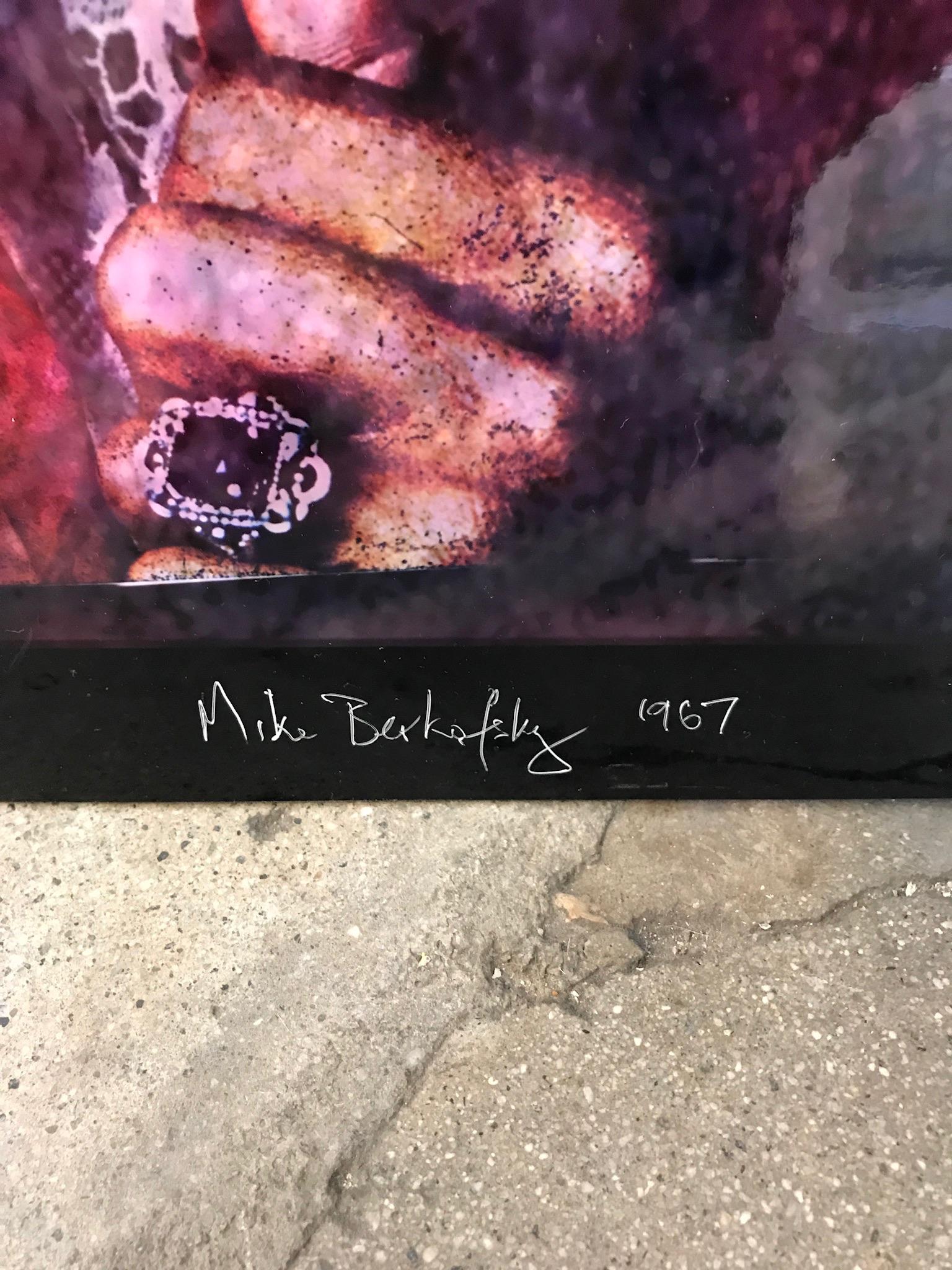 A limited edition photograph of Jimi Hendrix by the noted photographer Mike Berkofsky. It is an edition of 40 along with another we are presenting. The story of the image is quite interesting. The photograph will be shipped rolled in a tube.
22