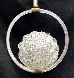 Wonderful Mid-Century Modern Shell Art Glass Pendent Cylinder Chandelier Lantern