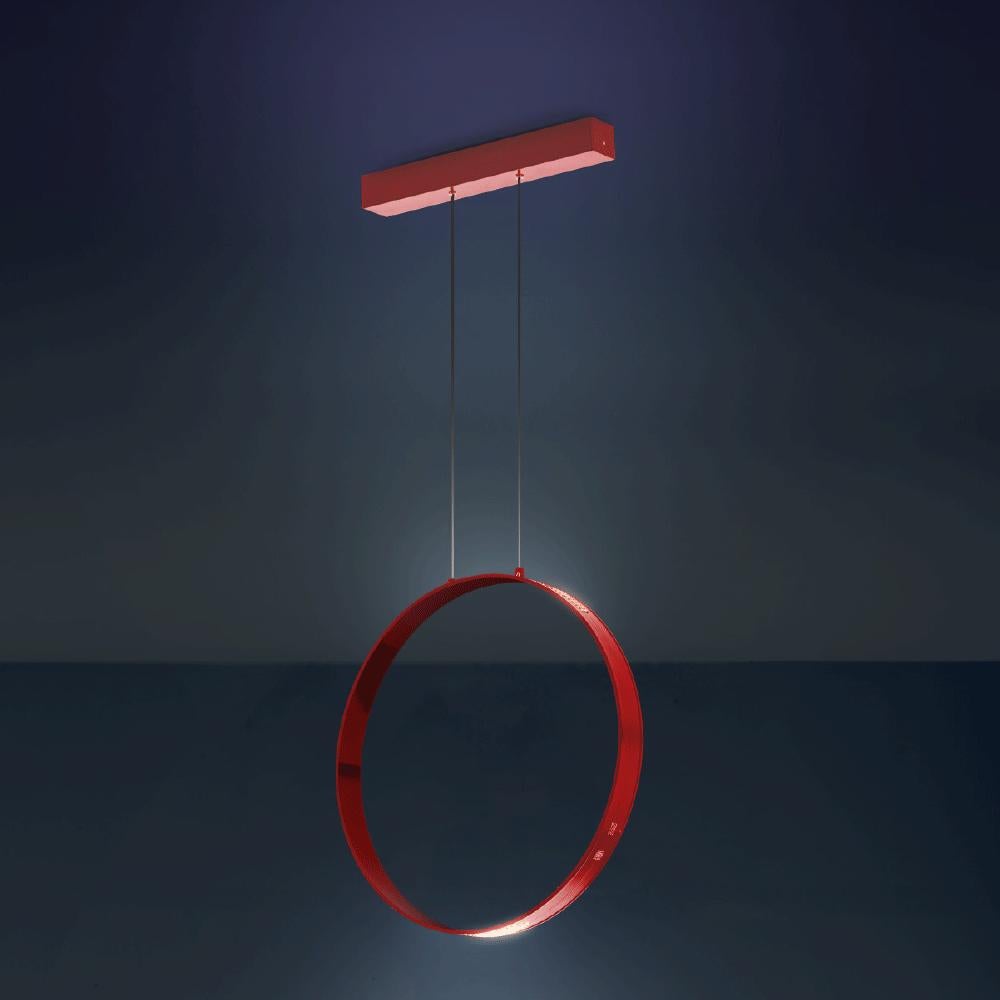 Artemide Eclittica, runde Pendelleuchte in Rot von Carlotta De Bevilacqua (Moderne) im Angebot