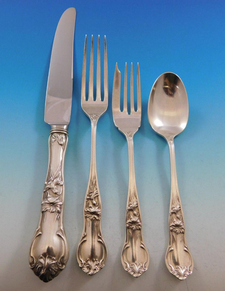 Primavera by Pesa Mexico Sterling Silver Flatware Set Service 28 Pcs Floral In Excellent Condition In Big Bend, WI