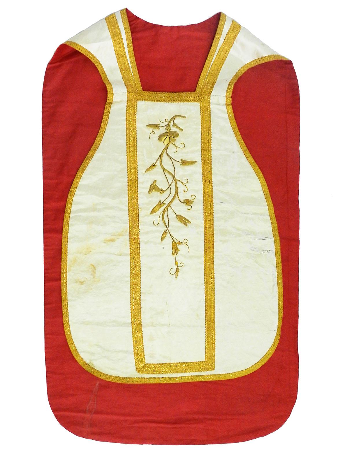 Neoclassical Antique Chasuble Religious Vestment Embroidered Textile, circa 1890