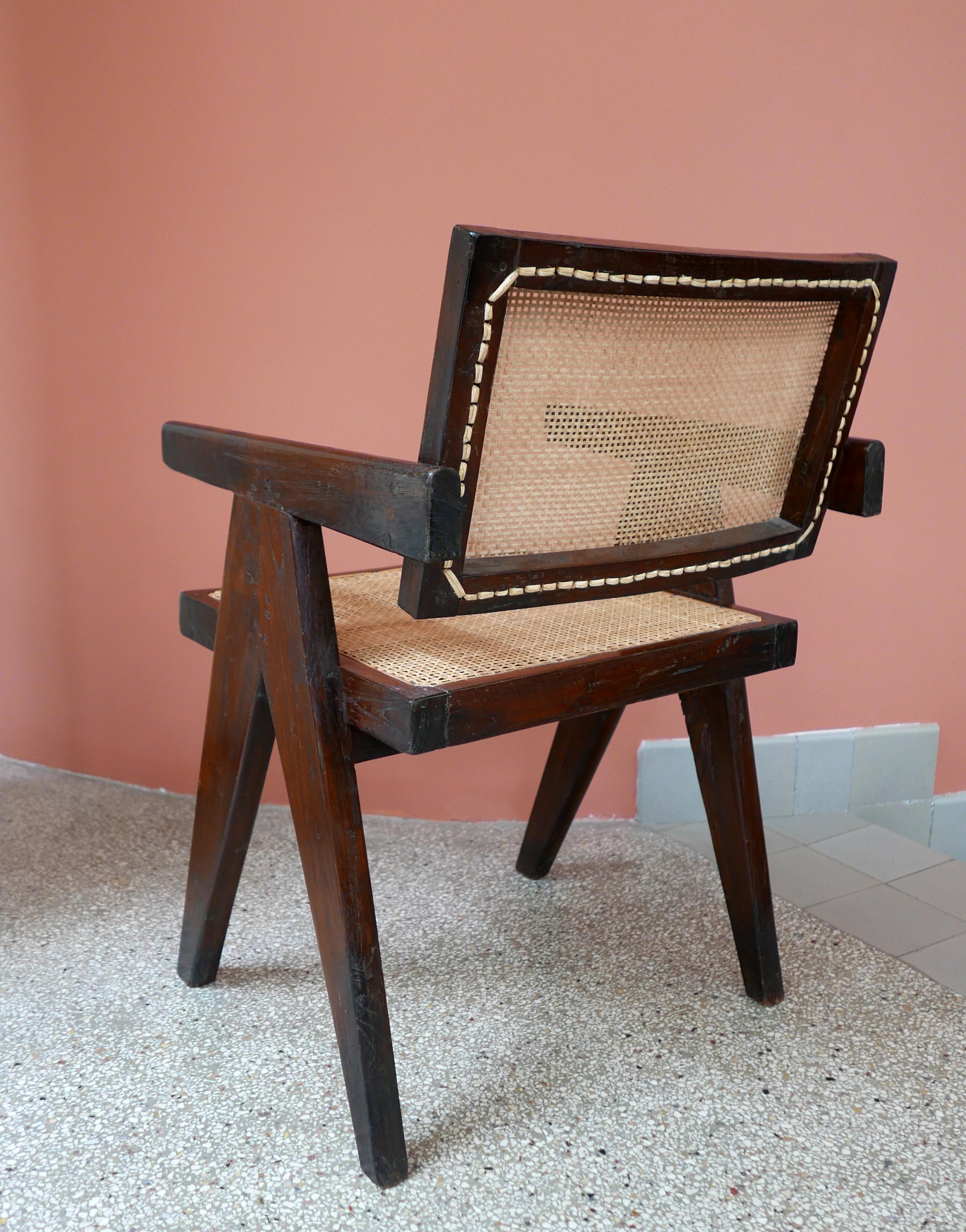 Indian Pierre Jeanneret, Office Cane Chair, PJ-SI-28-A, circa 1955