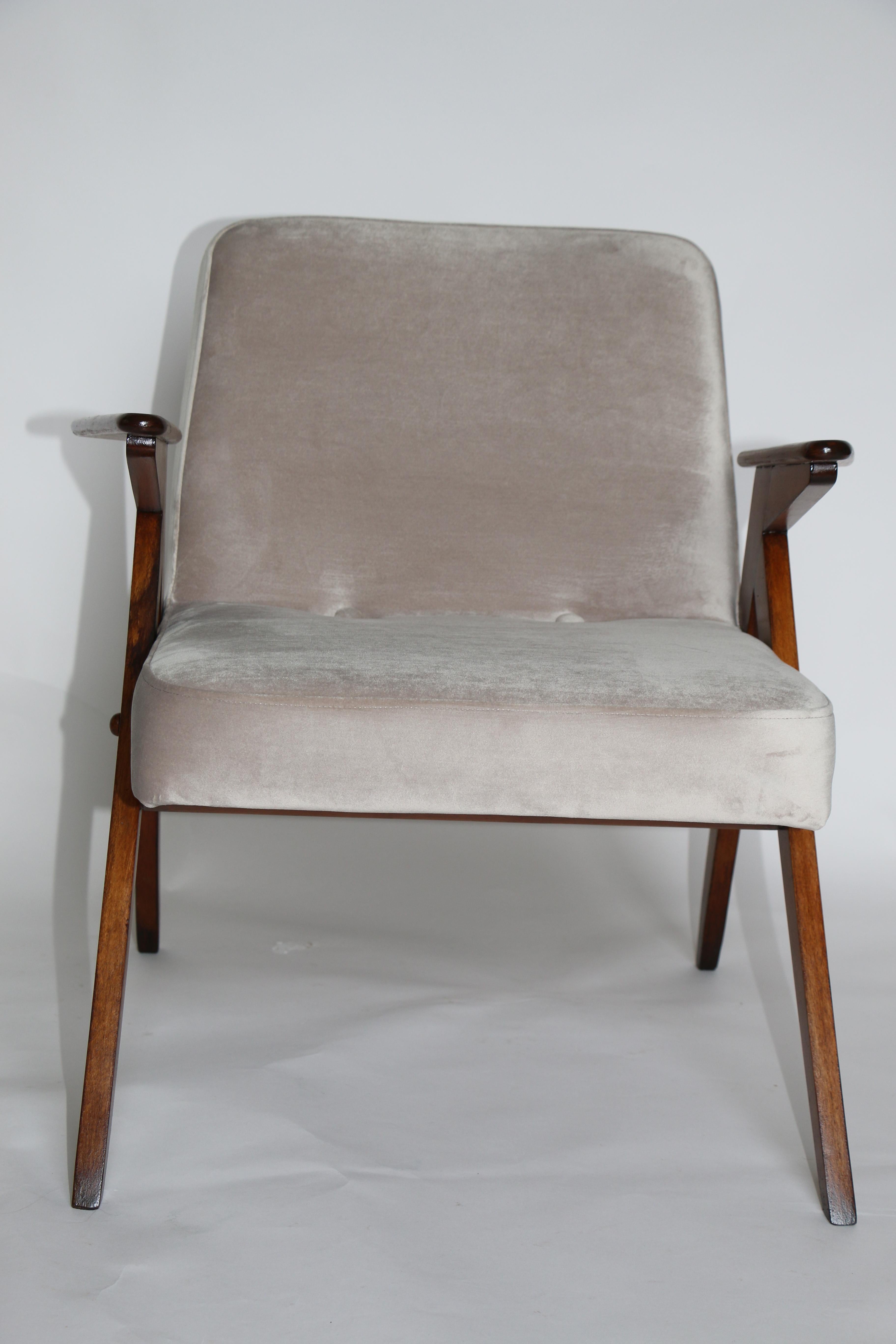 Mid-Century Modern Vintage Bunny Armchair in Beige Velvet from 1970s For Sale