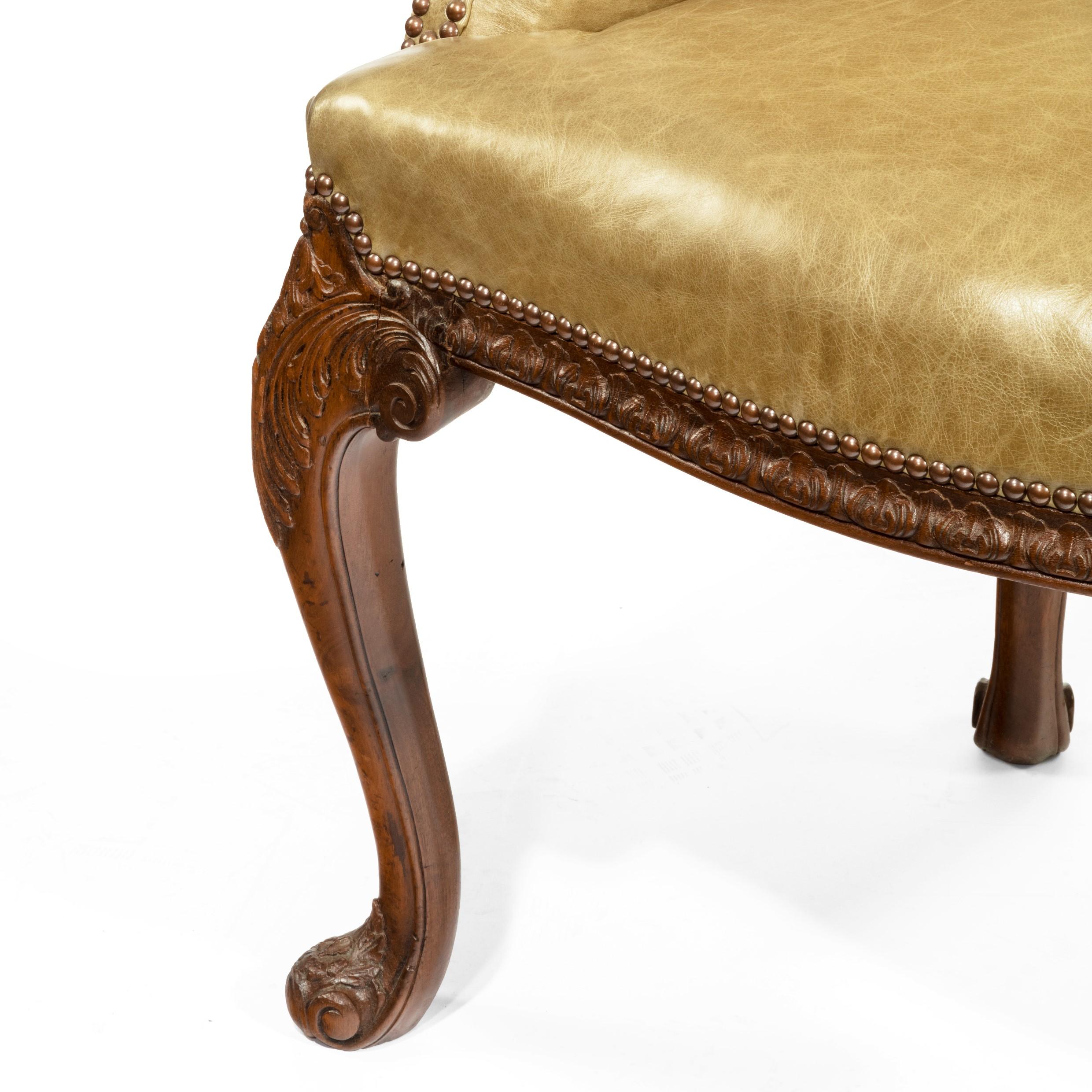 English Late Victorian Mahogany Tub Desk Chair in the Chippendale Style