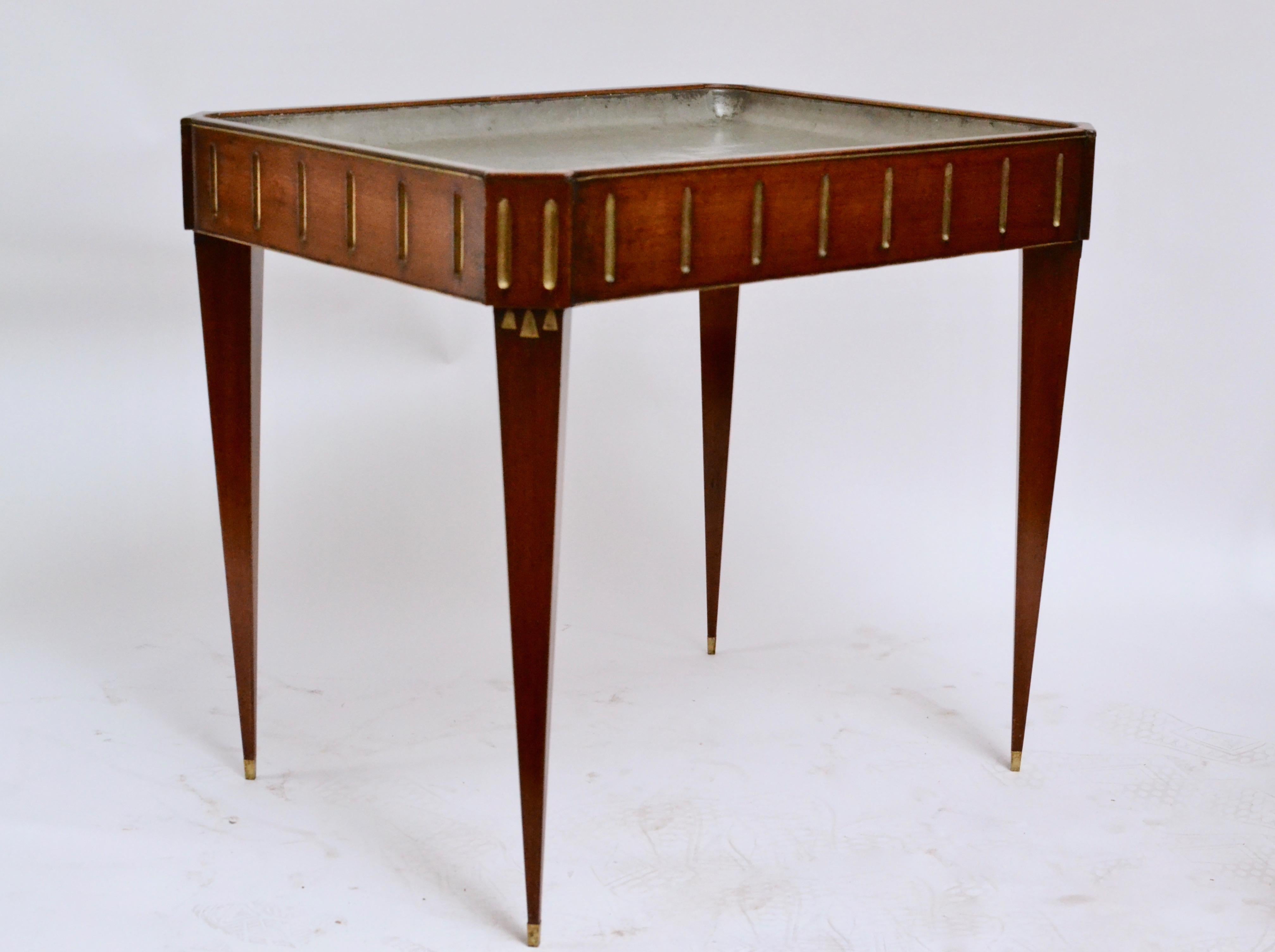 Late 18th Century Swedish Gustavian Mahogany Tea Table with Pewter Top, 18th Century