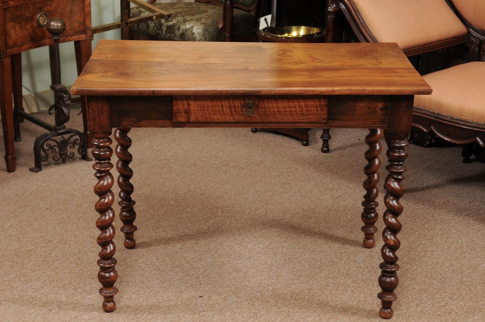 19th Century French Barley Twist Writing Table In Good Condition In Atlanta, GA