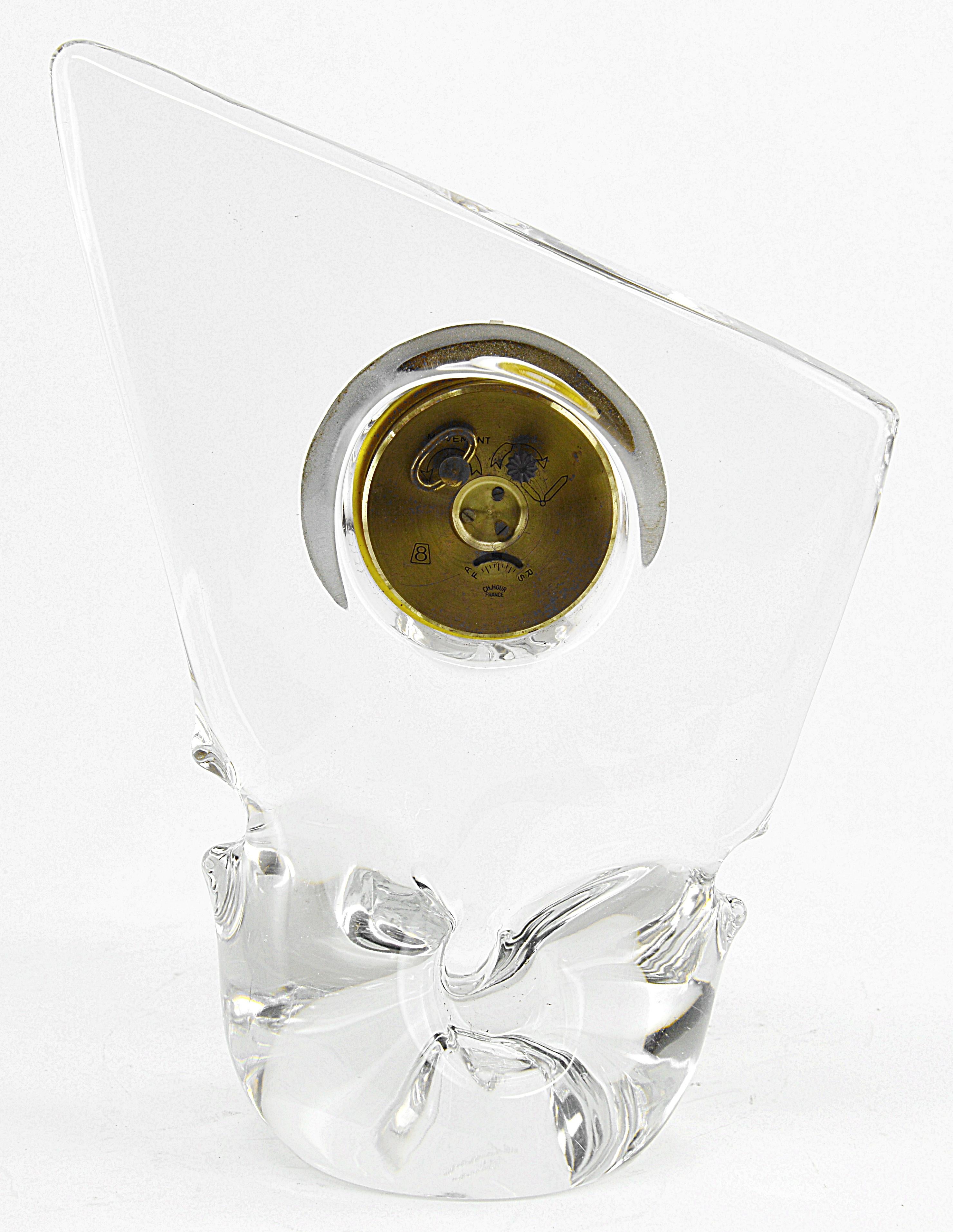Cristalleries Schneider Midcentury Crystal Table Clock, 1950s In Excellent Condition In Saint-Amans-des-Cots, FR
