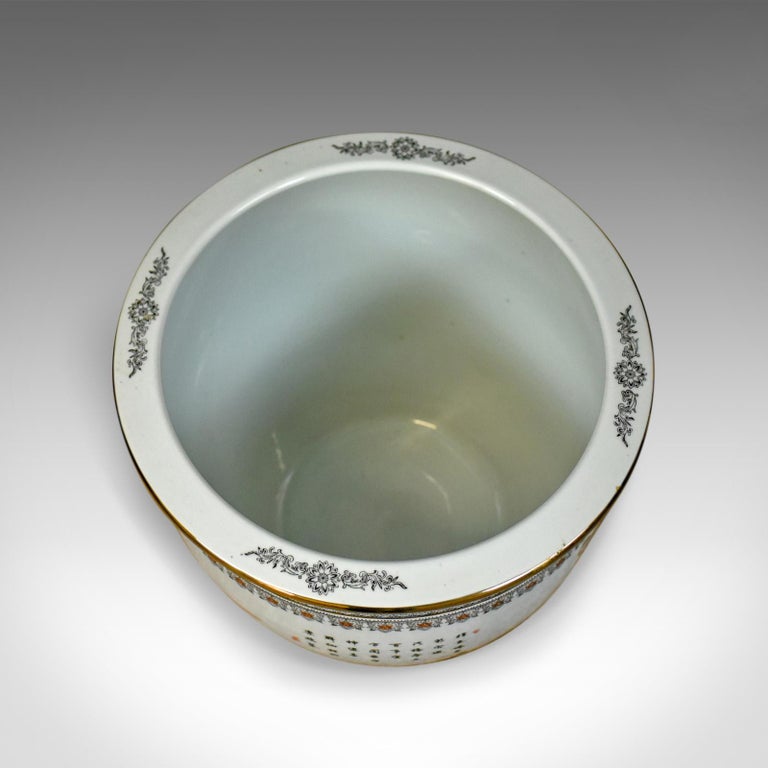 Vintage Fish Bowl on Stand, Plant Jardinière, Chinese, Ceramic Pot For