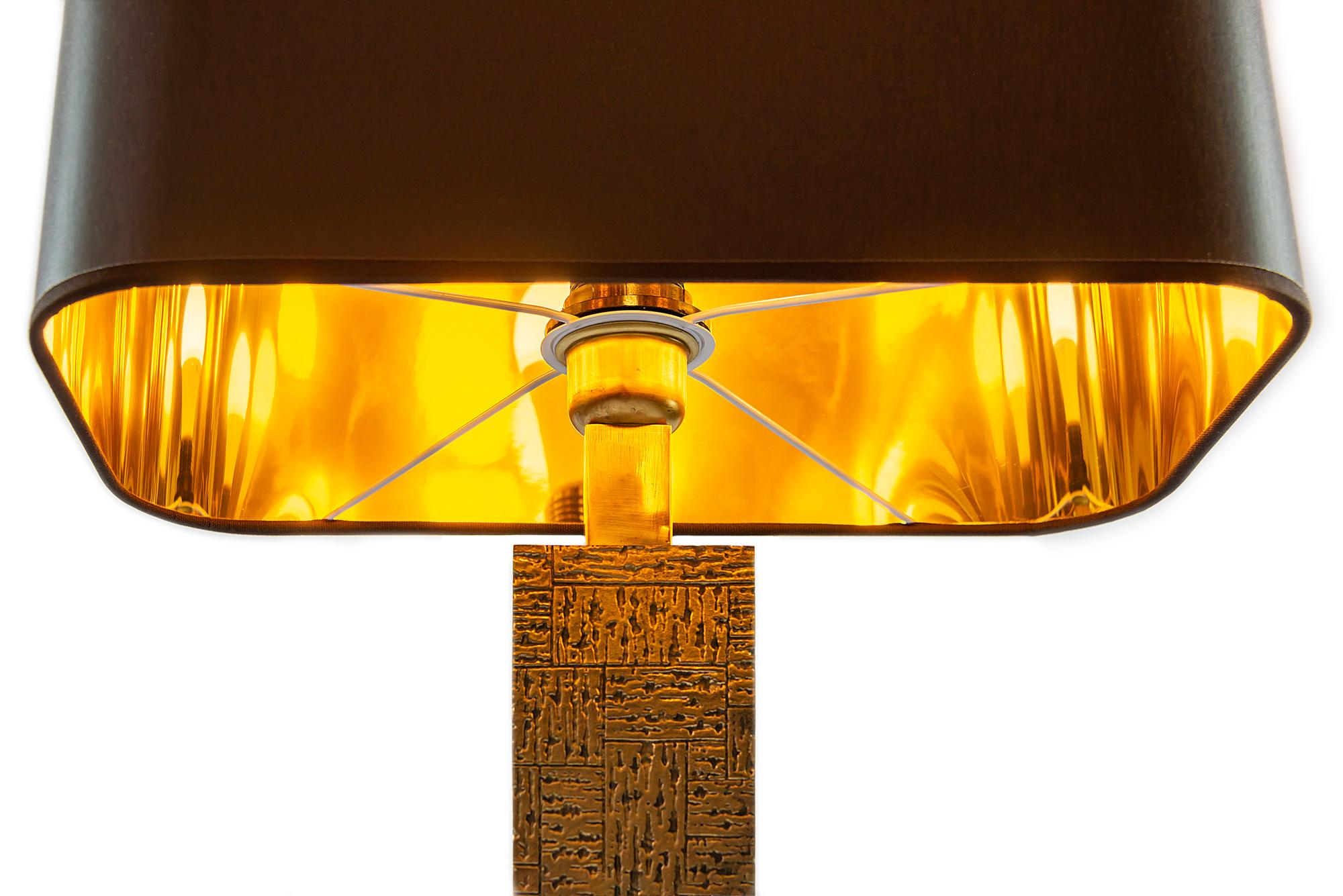 Modern Pair of Contemporary Italian Table Lamps in Brass and Solid Glass 
