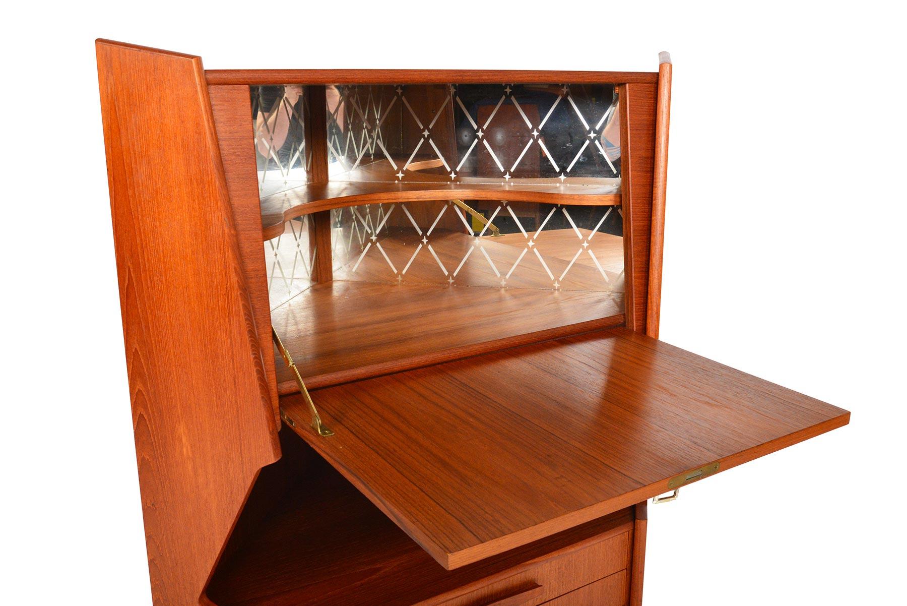 Scandinavian Modern Danish Modern Midcentury Atomic Teak Corner Bar Cabinet