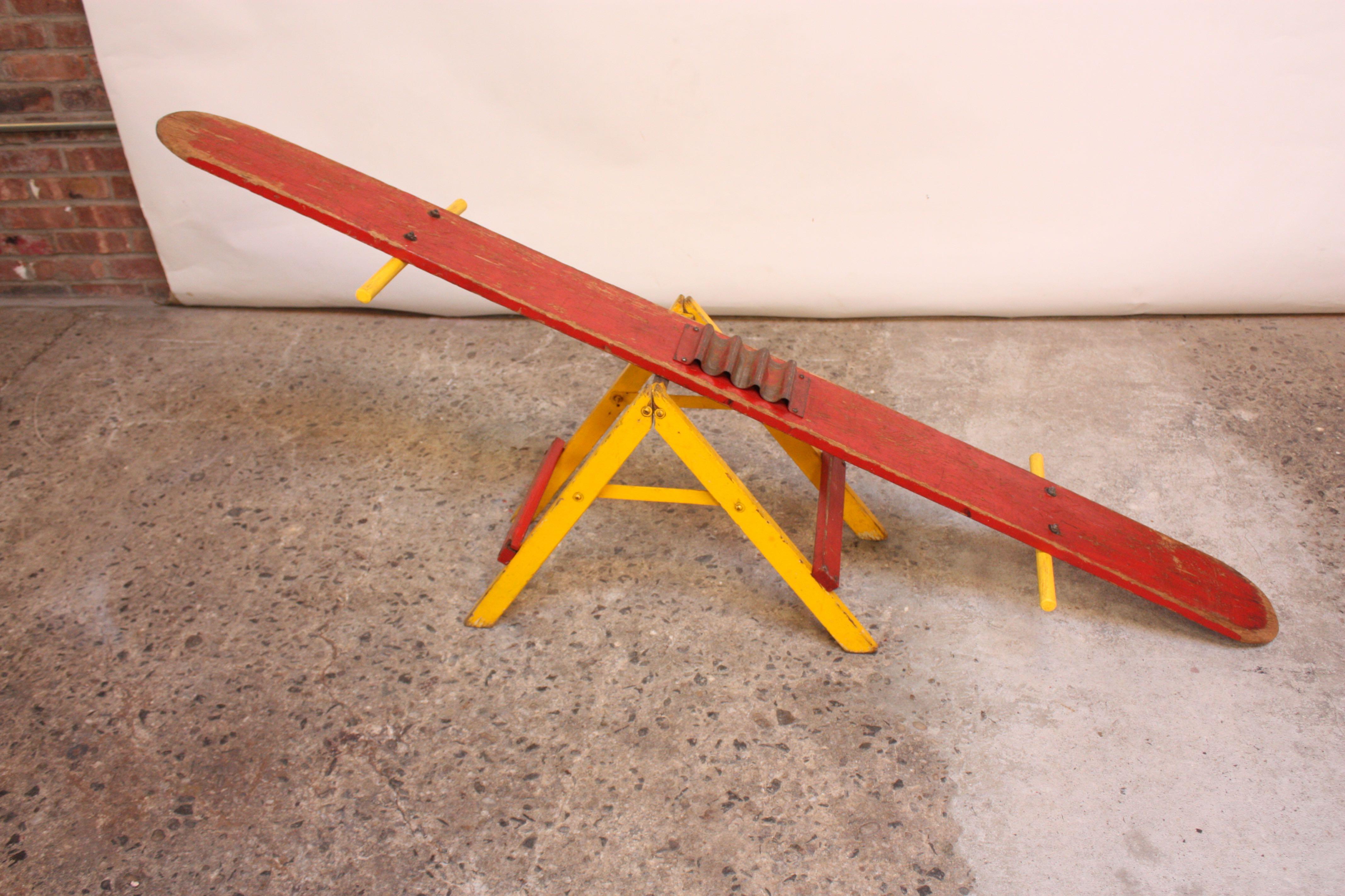 American Folk Art Seesaw with Original Paint For Sale