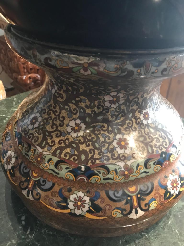 19th Century A Large Japanese Cloisonné Enamel Baluster Vase, (Made in the Meiji Period) For Sale