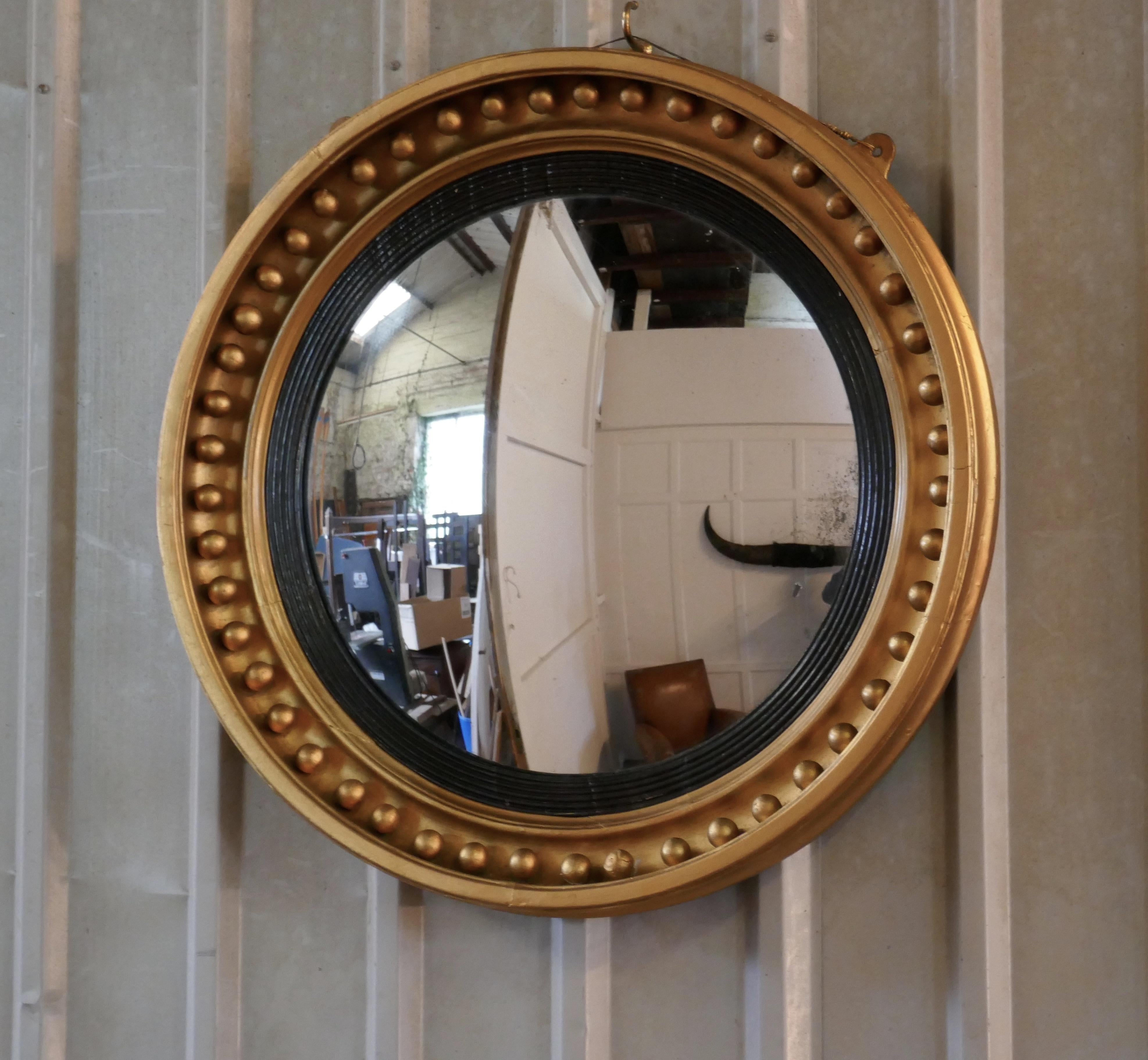 Large Regency Convex Gilt Wall Mirror 1