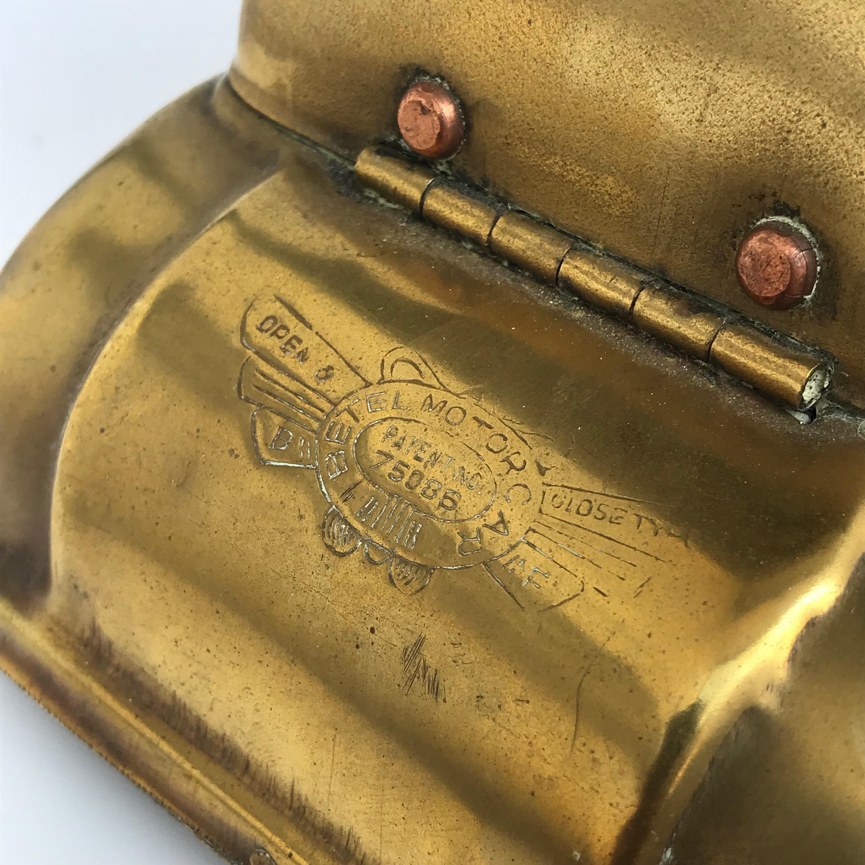 American Betel Motor Car Art Deco Brass Box, Collectible Toy, Children's Paint Set, 1930s For Sale