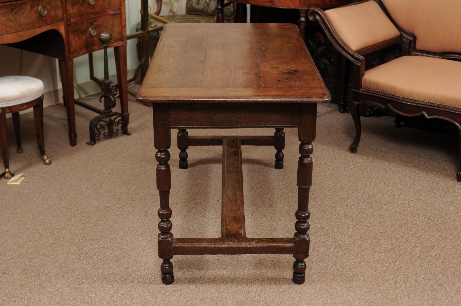 19th Century English Oak Turned Leg Writing Table 2