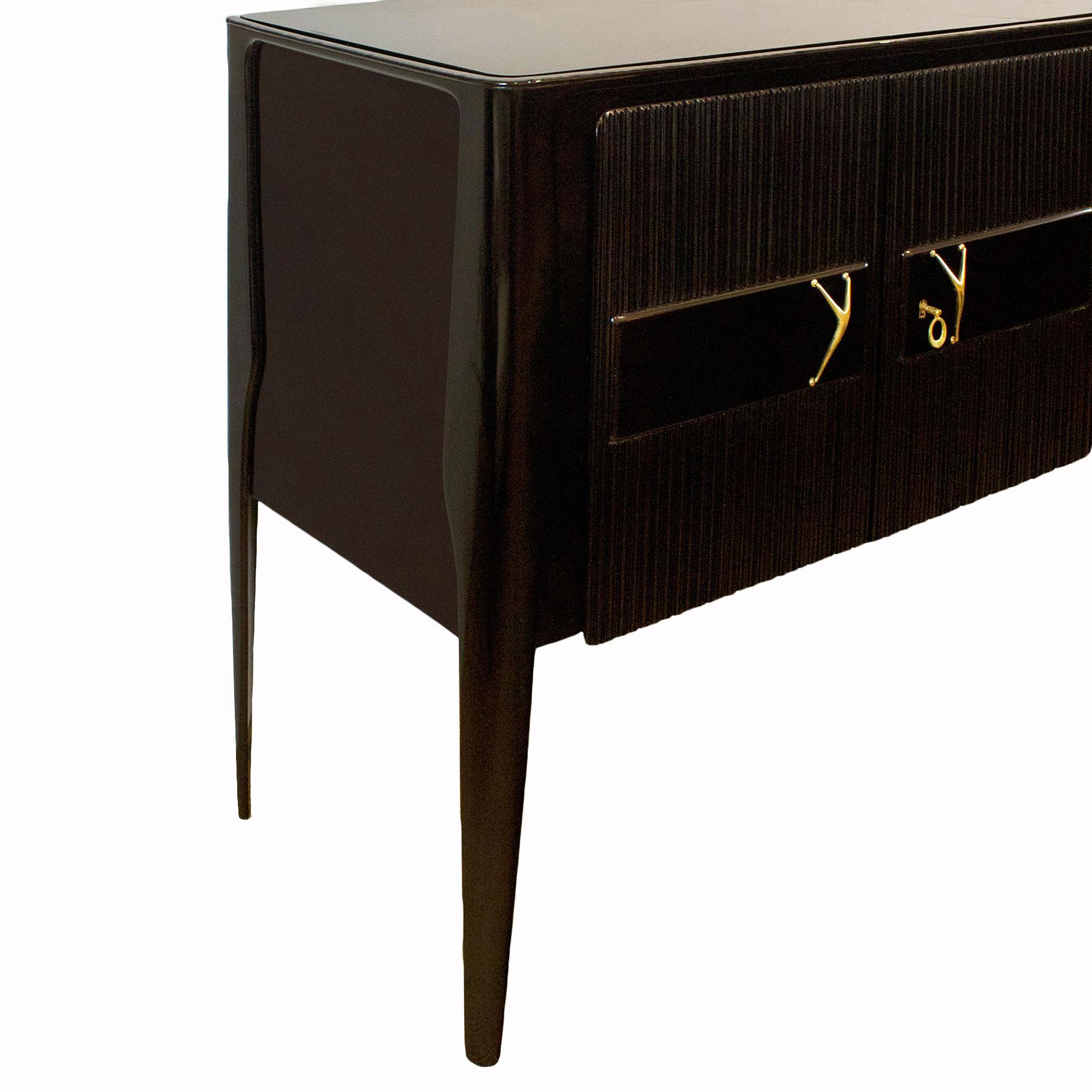 1945-1950 Sideboard in the Style of Ico Parisi, Mahogany, Bronze, Brass, Italy 1