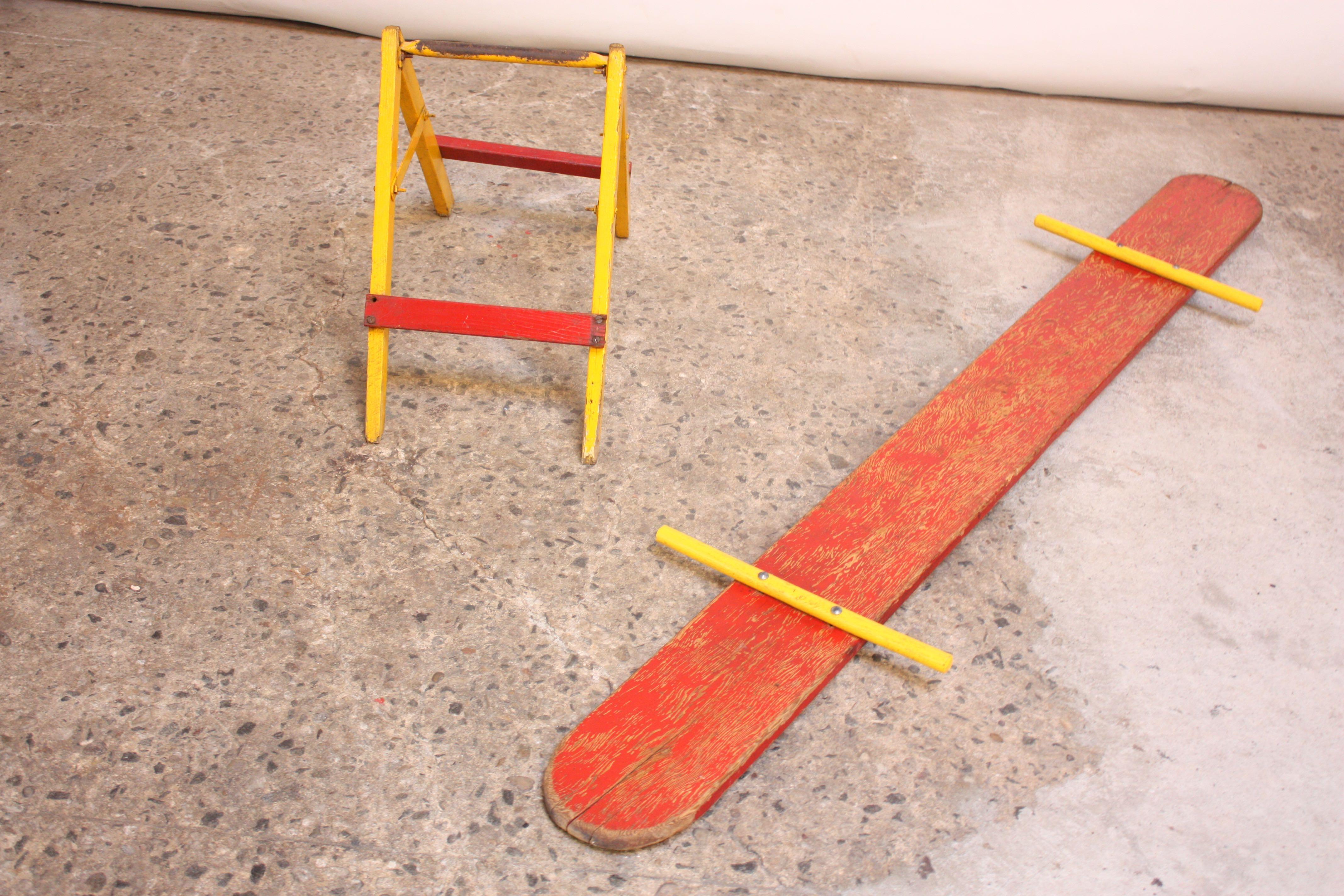 Painted Folk Art Seesaw with Original Paint For Sale