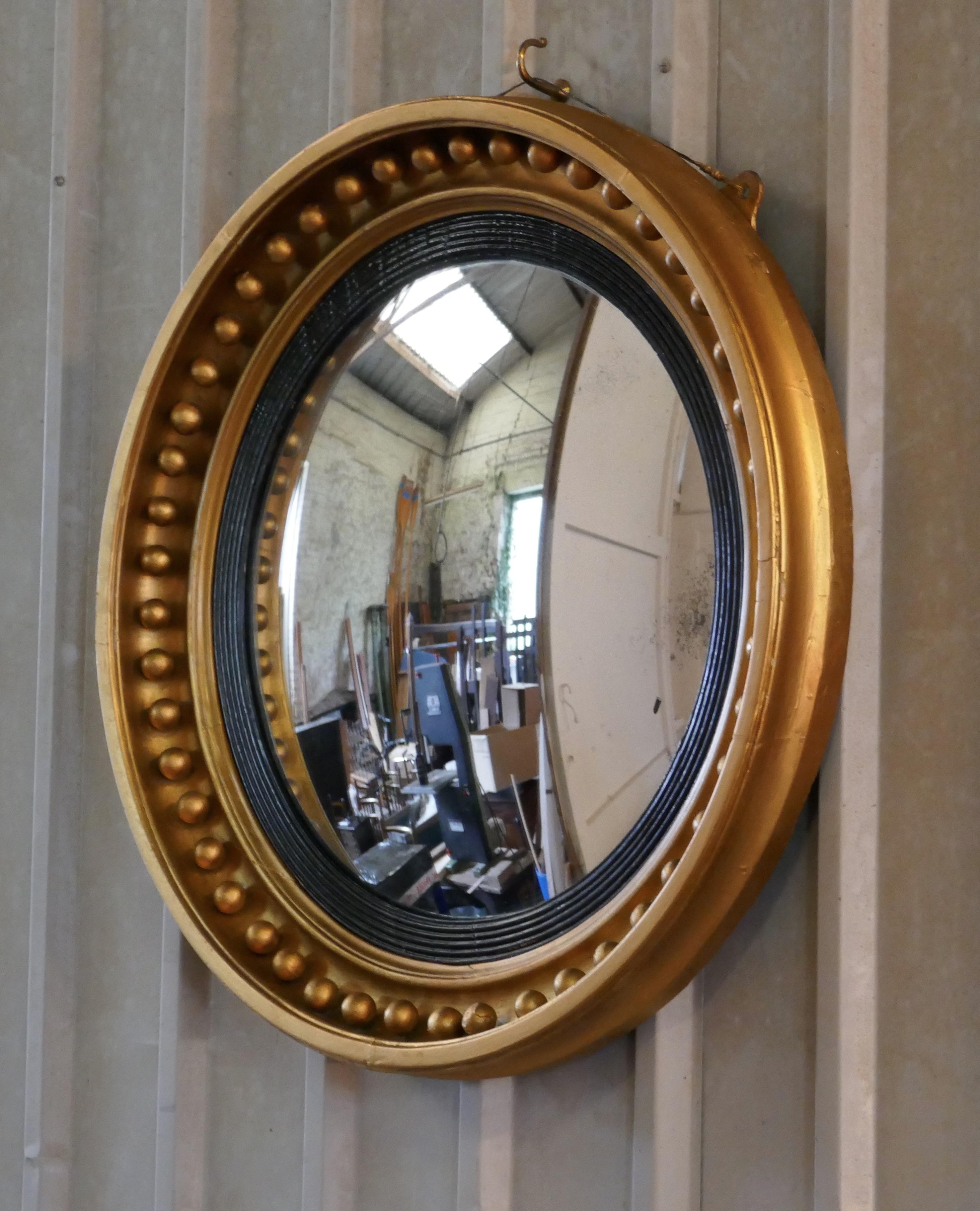Large Regency Convex Gilt Wall Mirror 2