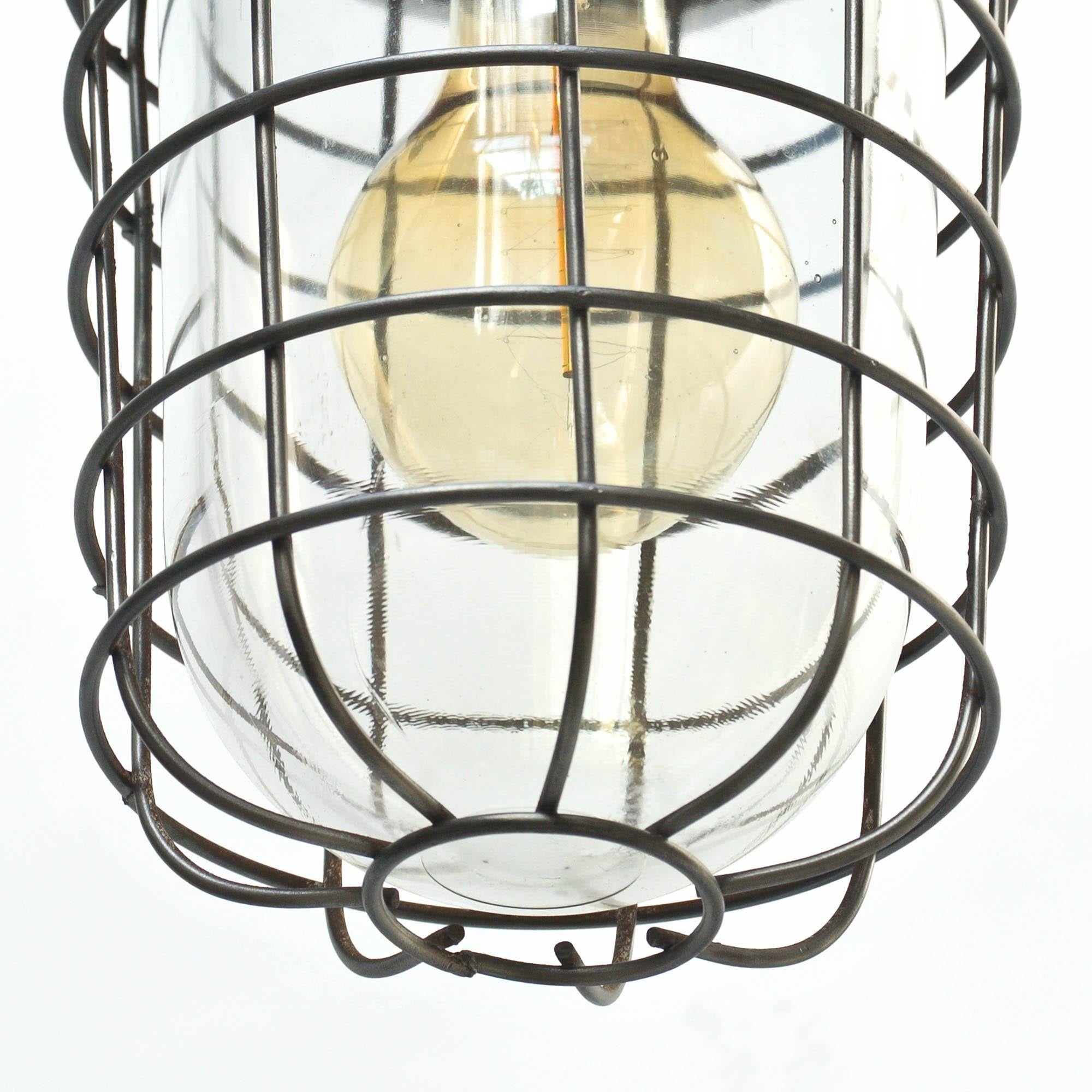 Mid-20th Century Ceiling Lamp, Glass Globe with Squared Fence, circa 1950-1959, France