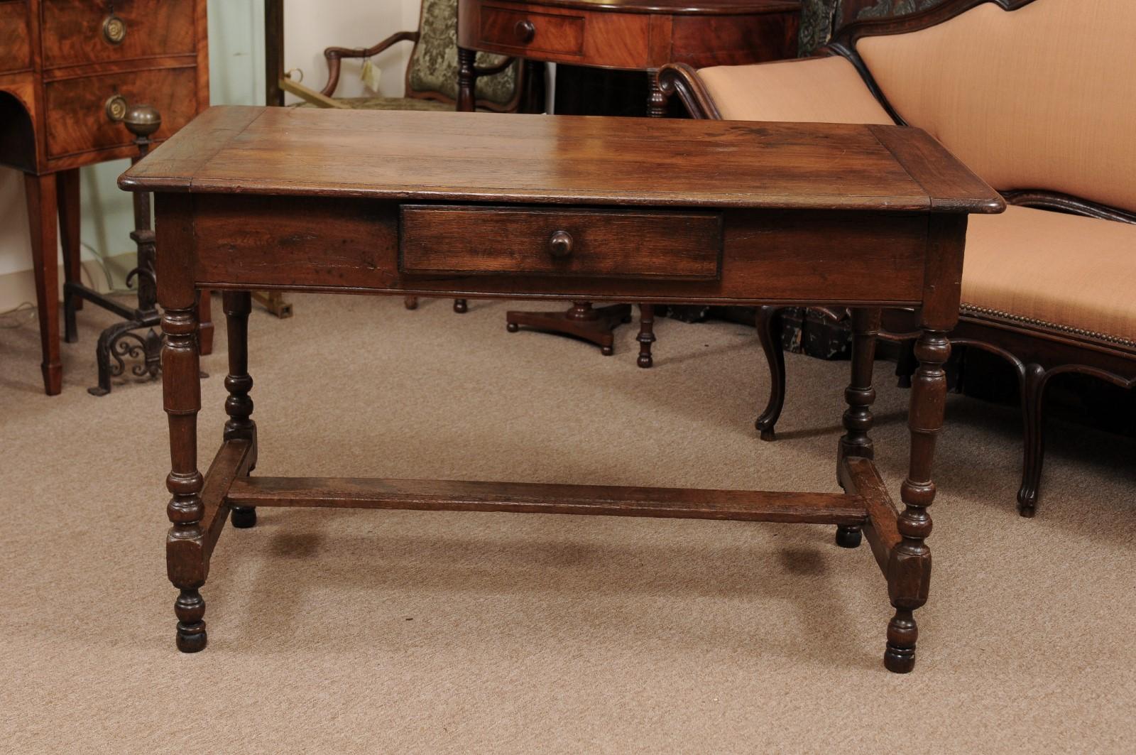 19th Century English Oak Turned Leg Writing Table 3