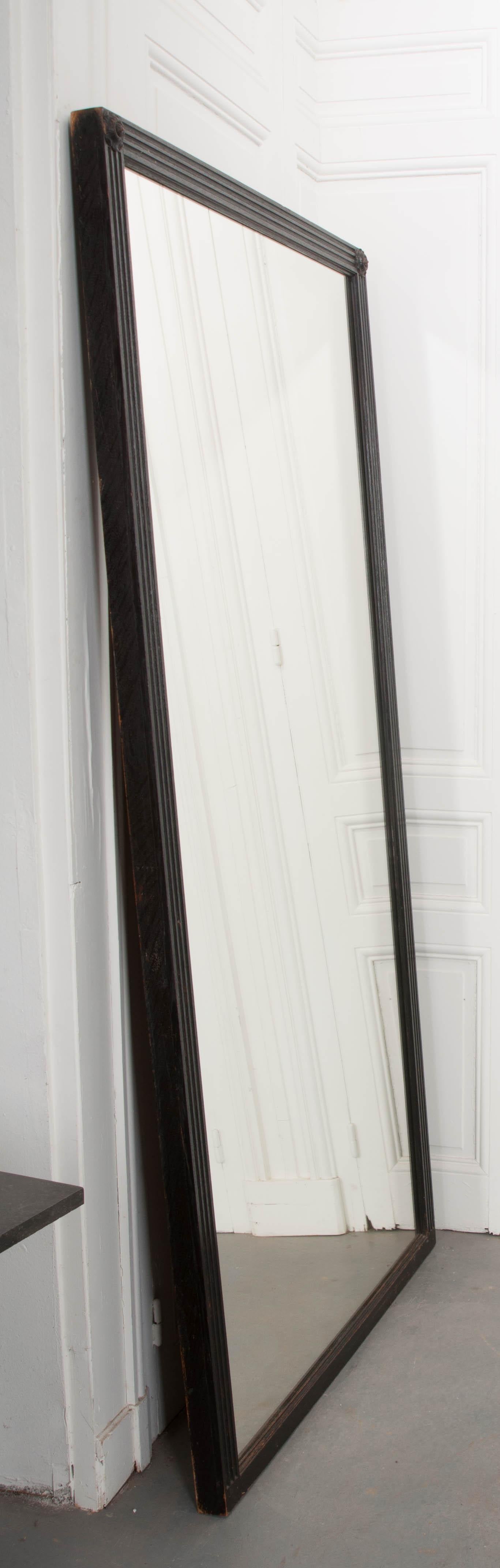 French Early-20th Century Ebonized Tall Mirror 2