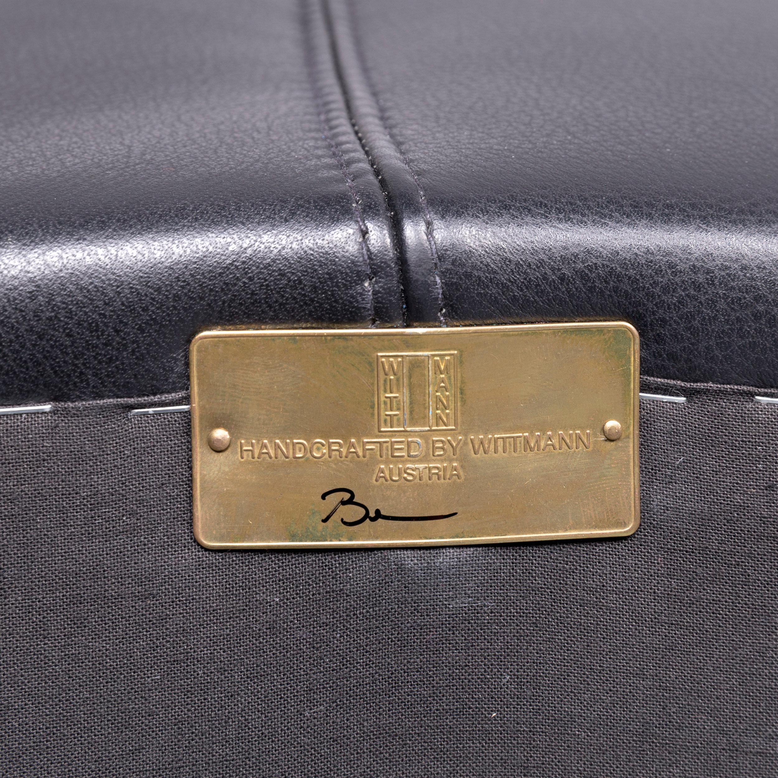 Wittmann Duke Designer Leather Sofa Armchair Set Black Two-Seat Couch 3