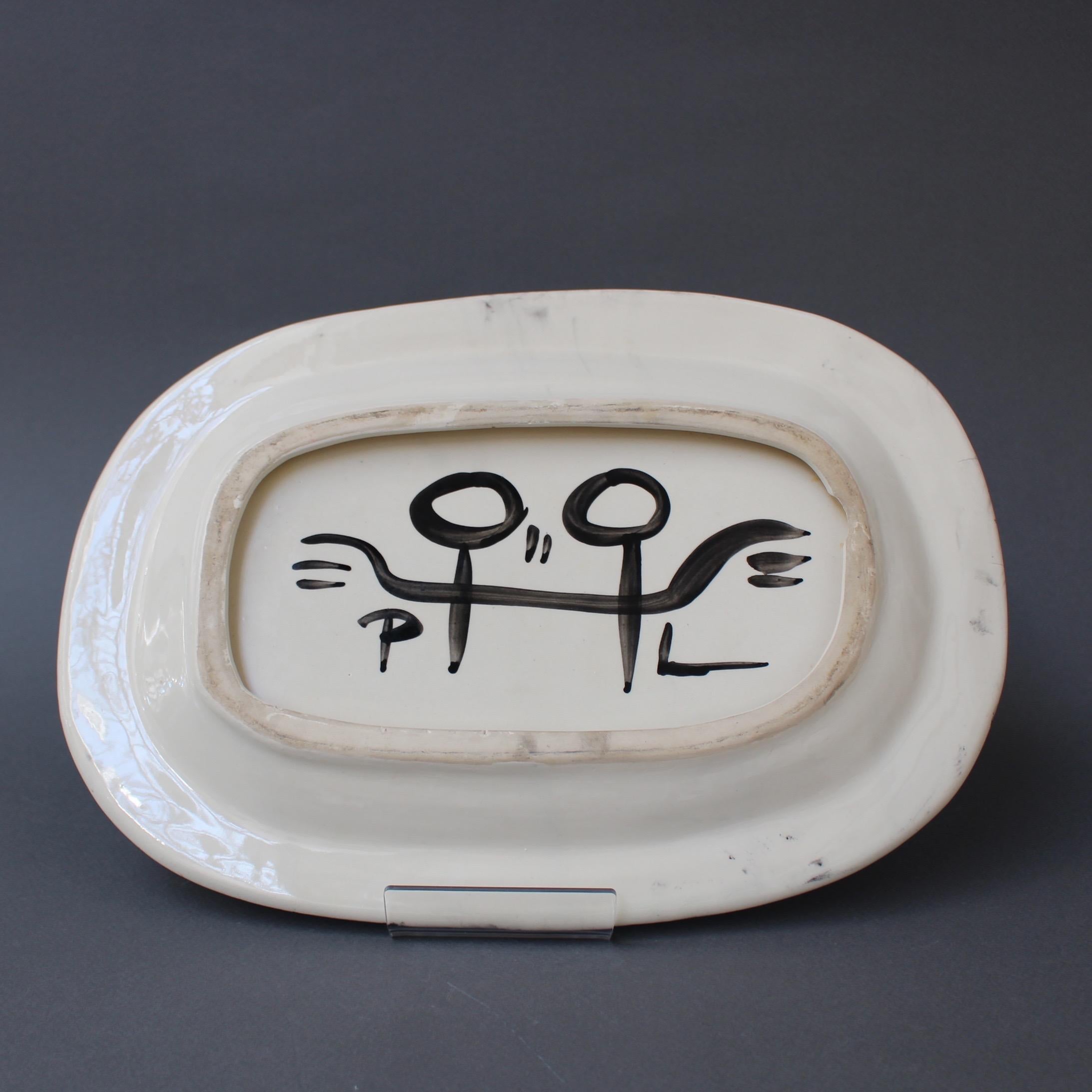 Ceramic Decorative Platter with Bird Motif by Jacques Pouchain - Poët-Laval 2