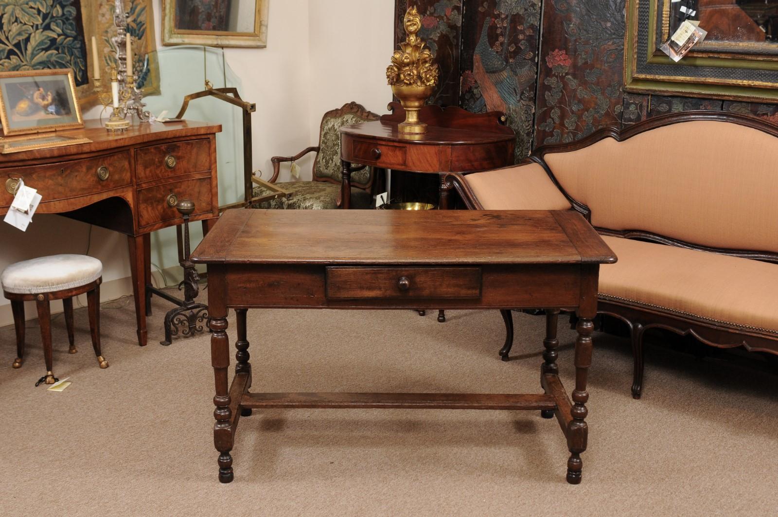 19th Century English Oak Turned Leg Writing Table 4
