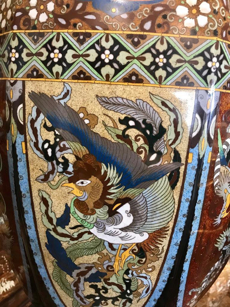 A Large Japanese Cloisonné Enamel Baluster Vase, (Made in the Meiji Period) For Sale 3