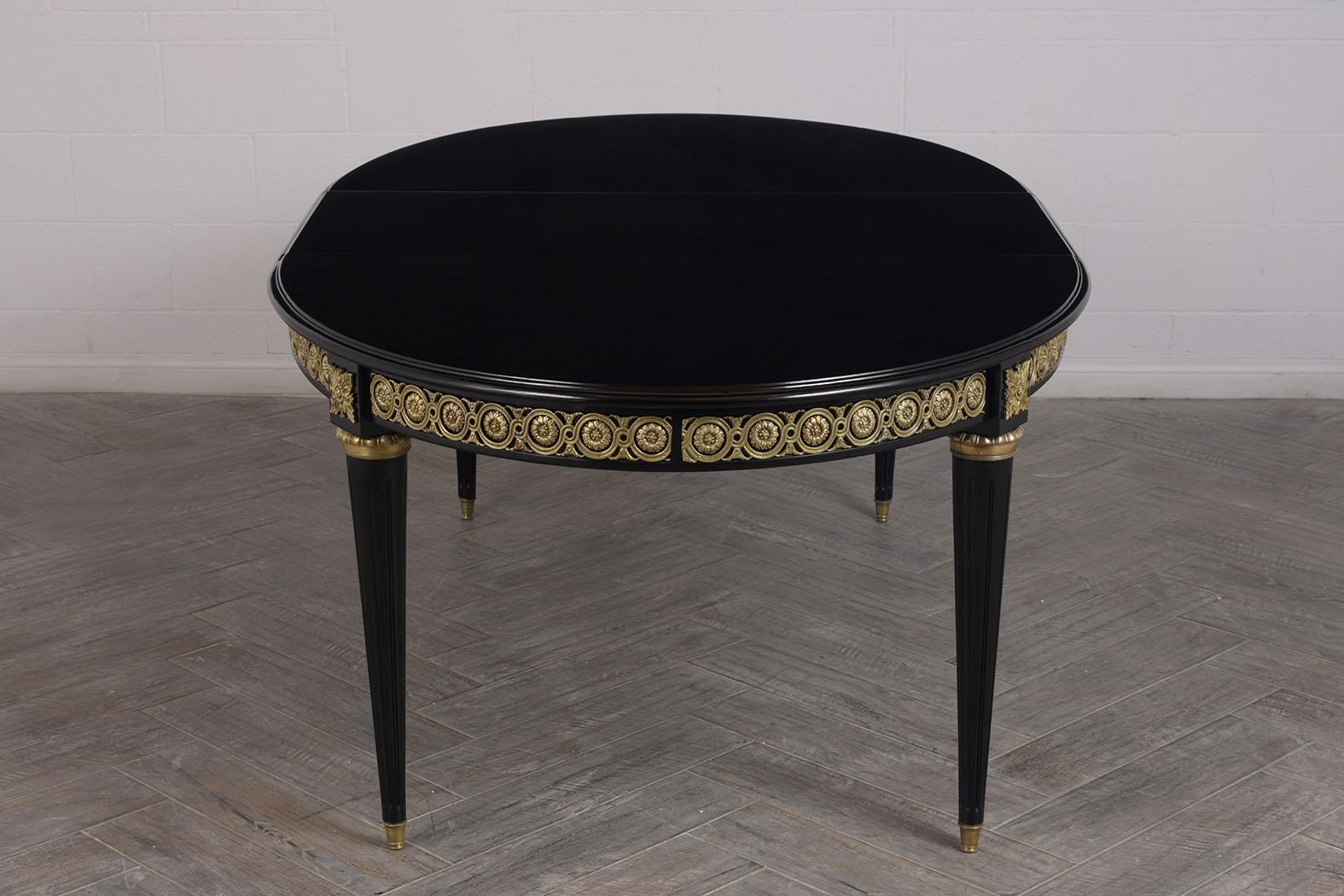 Extension French Ebonized Louis XVI Style Oval Dining Room Table 3