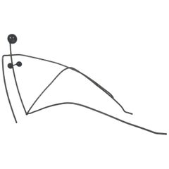 Minimalist Wire Iron Folk Art Sculpture, Seated Modernist Woman