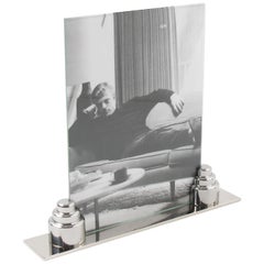 French Industrial Machine Age Chrome Picture Photo Frame
