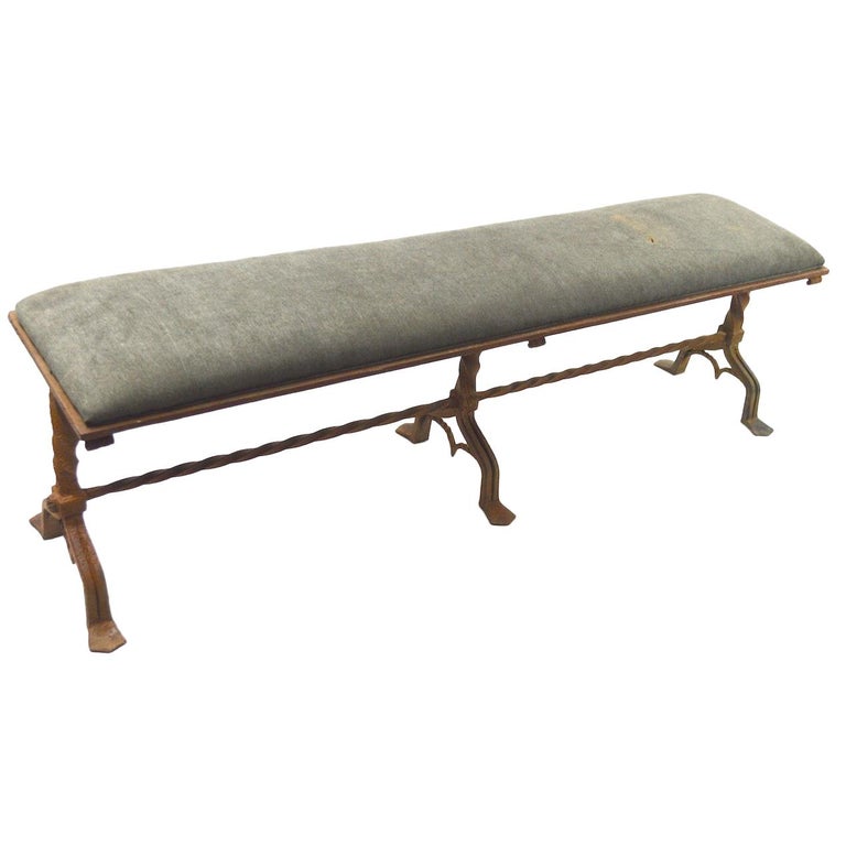 Large Gothic Wrought Iron Bench After Yellin For Sale At 1stdibs