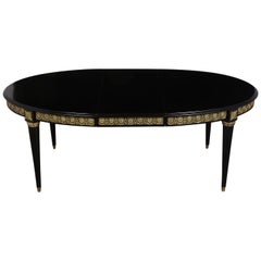 Extension French Ebonized Louis XVI Style Oval Dining Room Table